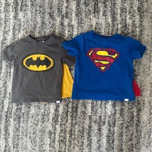 Two Gap/DC t-shirts with capes- Batman and Superman - size 3T